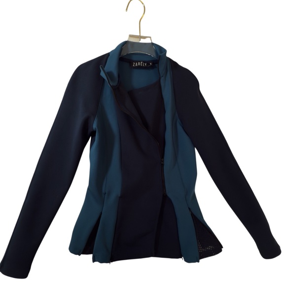 Zarély Performance Jacket Women’s M Navy Teal Athletic Dance Wear - Picture 2 of 12